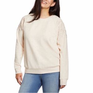 Gloria Vanderbilt Ladies Pullover Top with Lace CREAM